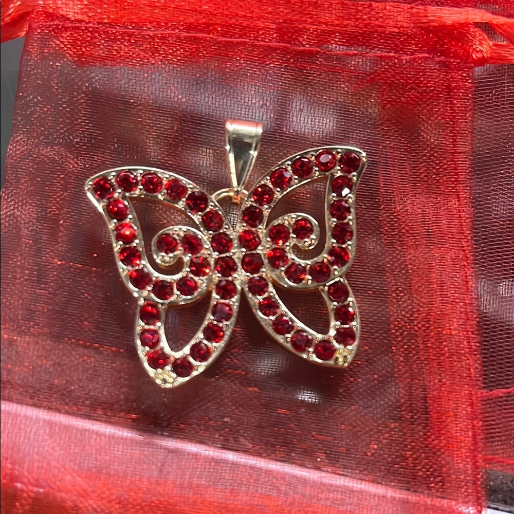 Elegant Red Butterfly Pendant